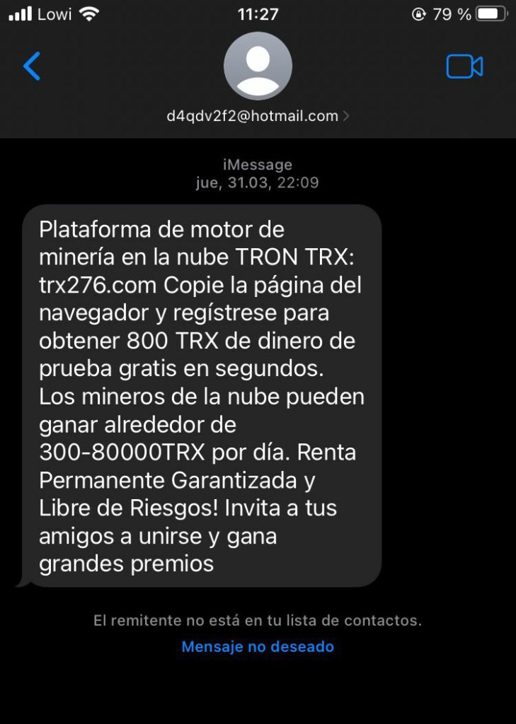 Tipos de estafa SMS