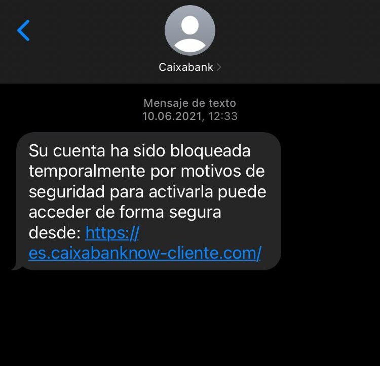 estafa sms caixa bank cuenta bloqueada