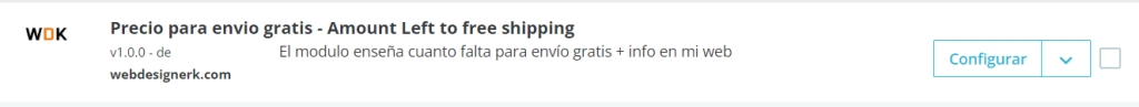 mostrar envío gratuito a partir de X precio Prestashop Modulo WEB Designer K