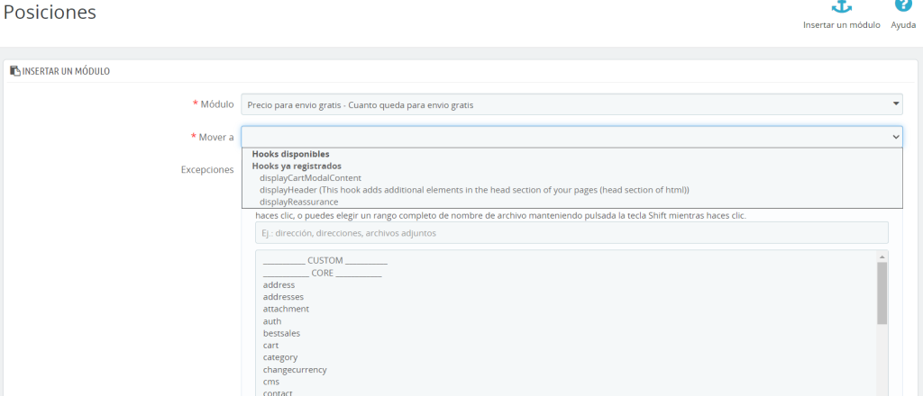 Insertamos nuevo modulo Hook Prestashop 1.7