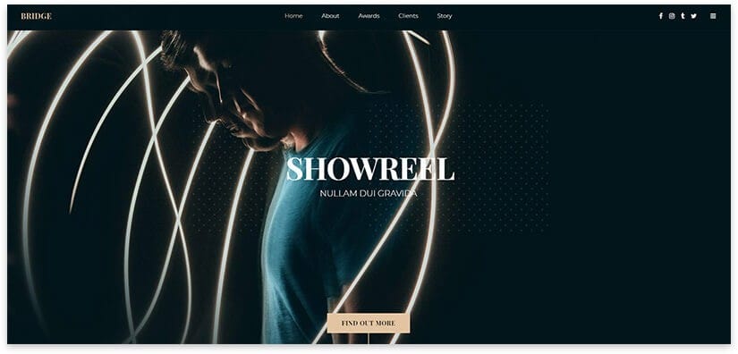 Showreel para creaores de video plantilla wordpress