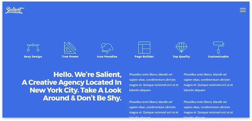 Salient Plantilla WordPress Para agencias