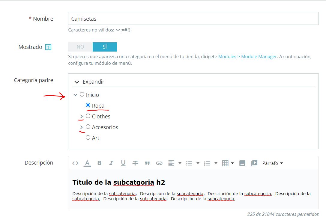 Como Crear Categoria en Prestashop y Establecer su estructura