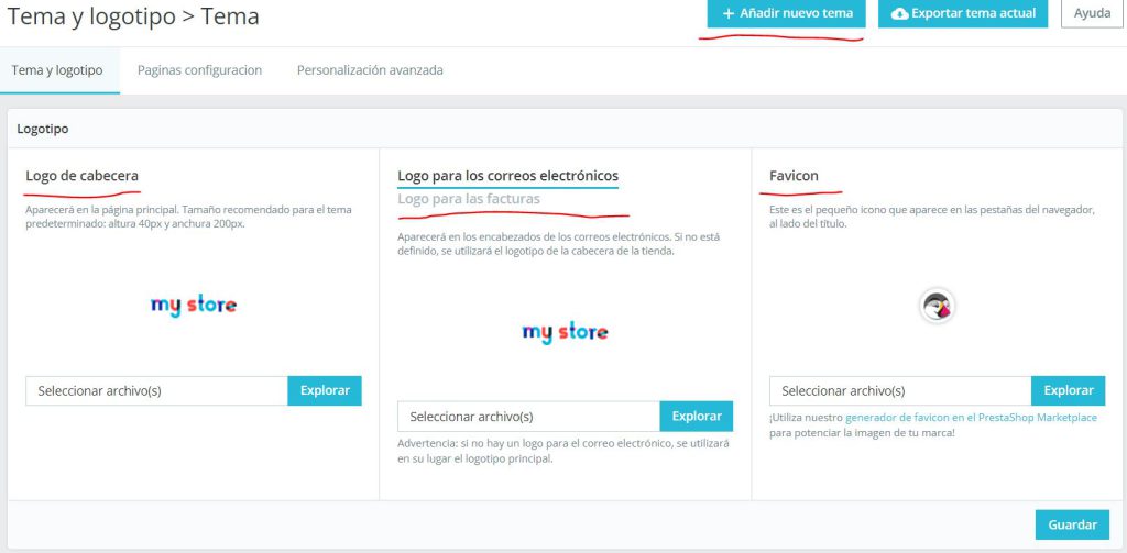 cargar logotipo en prestashop