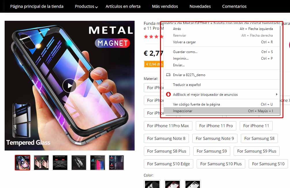 paso 2 para descargar video de producto de Aliexpress